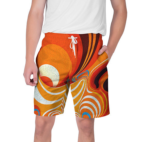 Мужские шорты Текучая краская в ярких оранжевых цветах / 3D-принт – фото 1