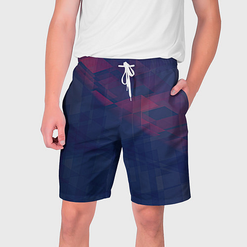Мужские шорты Абстрактный прозрачный стеклянный фиолетовый патте / 3D-принт – фото 1