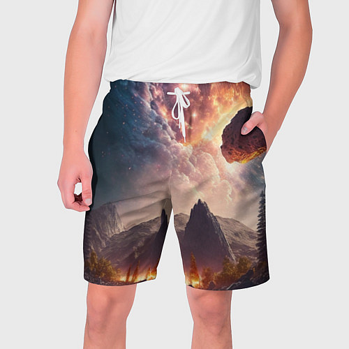 Мужские шорты Млечный Путь, как небесное творение над ландшафтом / 3D-принт – фото 1
