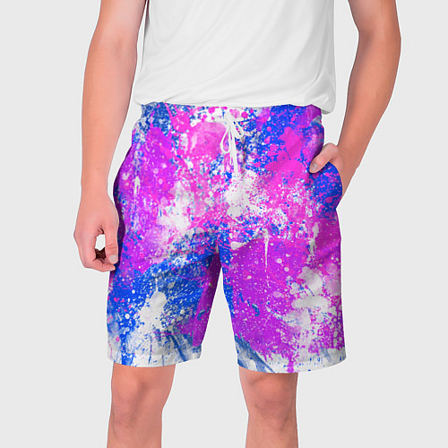Мужские шорты Разбрызганная фиолетовая краска - светлый фон / 3D-принт – фото 1