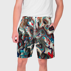 Шорты на шнурке мужские Волны - краски, цвет: 3D-принт