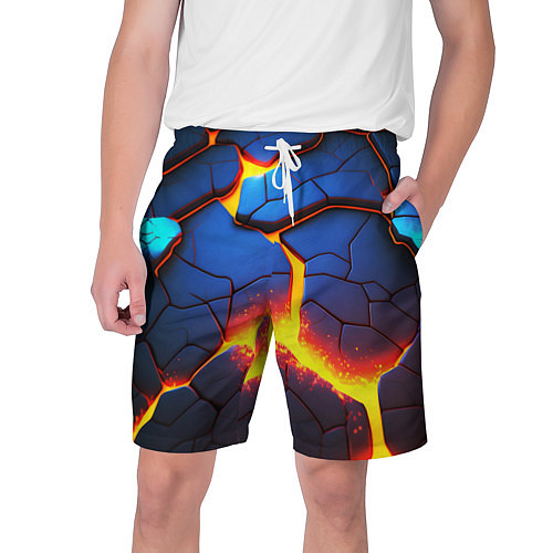 Мужские шорты Яркая неоновая лава, разломы / 3D-принт – фото 1