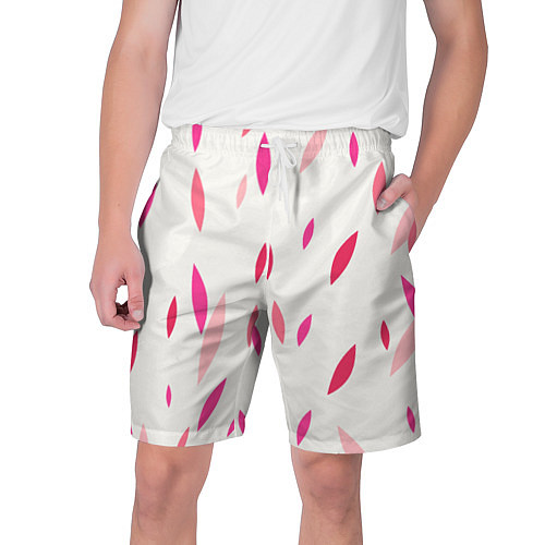 Мужские шорты Нежный светлый фон и листья в оттенках розового / 3D-принт – фото 1