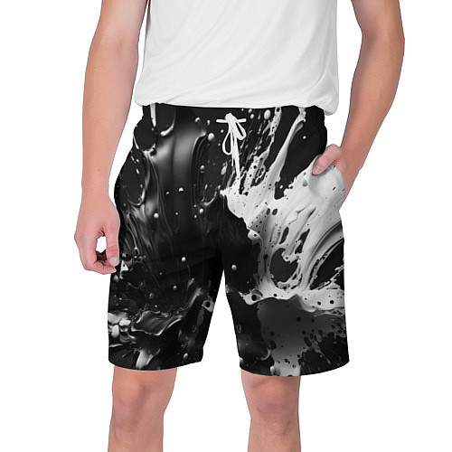 Мужские шорты Брызги красок - белая и черная / 3D-принт – фото 1