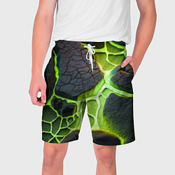 Шорты на шнурке мужские Зеленая неоновая лава, цвет: 3D-принт