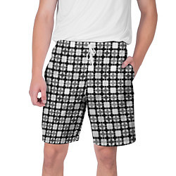 Шорты на шнурке мужские Черно-белый геометрический мелкий узор, цвет: 3D-принт