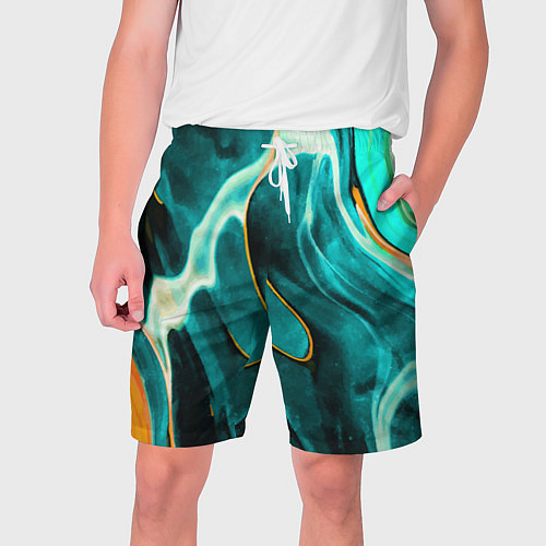 Мужские шорты Жидкая краска - голубые разводы / 3D-принт – фото 1