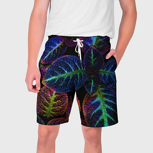 Мужские шорты Неоновые листья растений / 3D-принт – фото 1