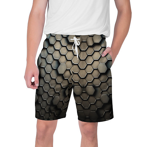 Мужские шорты Сталь и соты / 3D-принт – фото 1