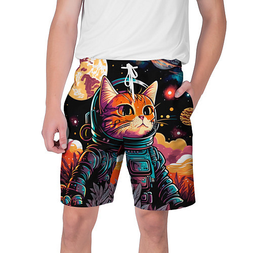 Мужские шорты Милый котик из космоса / 3D-принт – фото 1