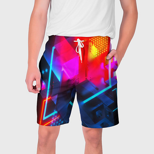 Мужские шорты Neon stripes color / 3D-принт – фото 1