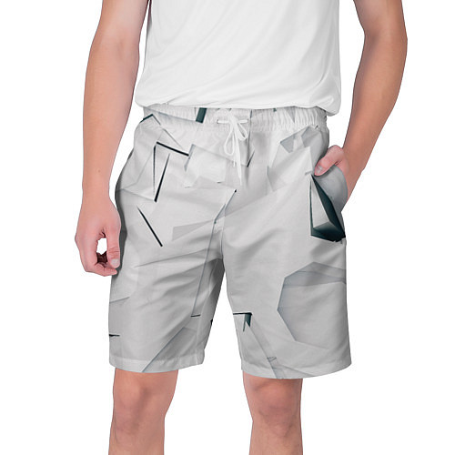 Мужские шорты Абстрактные разные белые и серые фигуры / 3D-принт – фото 1