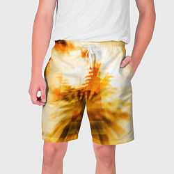 Шорты на шнурке мужские Ярко-жёлтое свечение и пиксели, цвет: 3D-принт