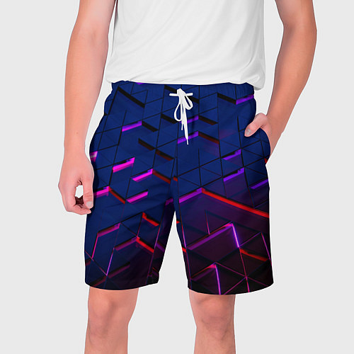 Мужские шорты Неоновые треугольники с подсветкой / 3D-принт – фото 1