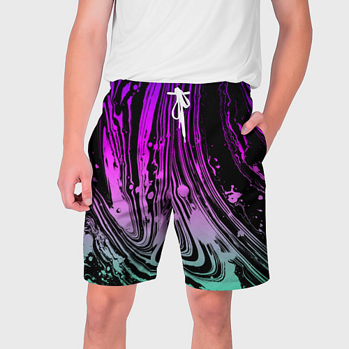 Мужские шорты Неоновые цвета брызги краски гранжевая текстура / 3D-принт – фото 1
