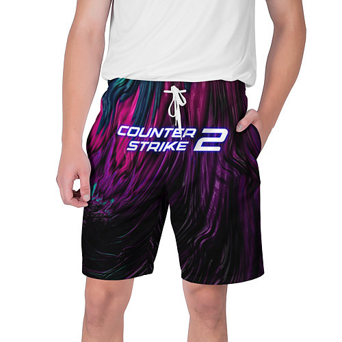 Мужские шорты Counter strike 2 цветная абстракция / 3D-принт – фото 1