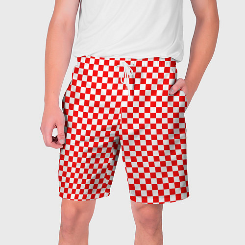 Мужские шорты Красные и белые квадраты / 3D-принт – фото 1