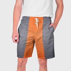 Шорты на шнурке мужские Кожа серая оранжевая, цвет: 3D-принт