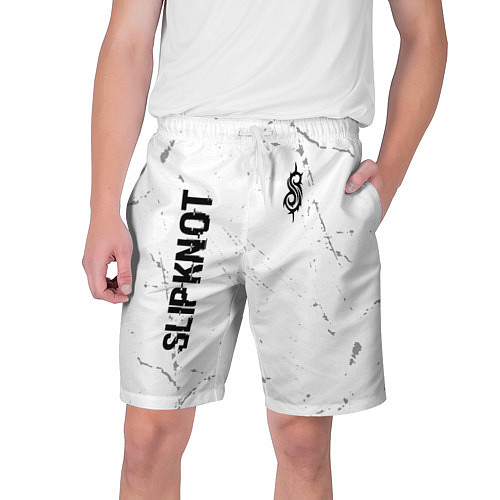 Мужские шорты Slipknot glitch на светлом фоне: надпись, символ / 3D-принт – фото 1