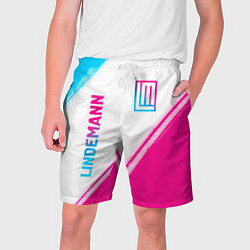 Мужские шорты Lindemann neon gradient style: надпись, символ