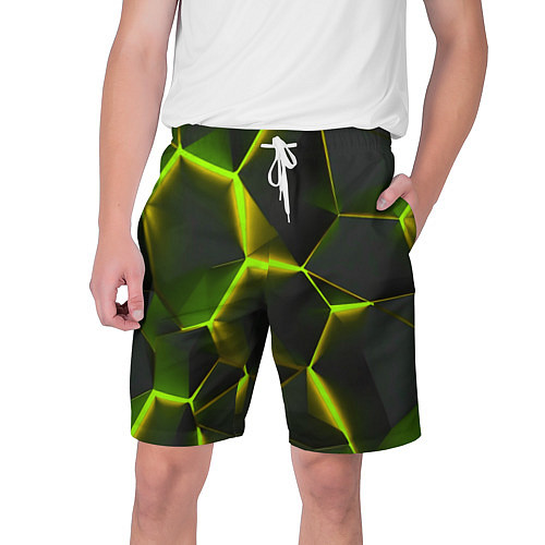 Мужские шорты Разлом неоновых плит / 3D-принт – фото 1