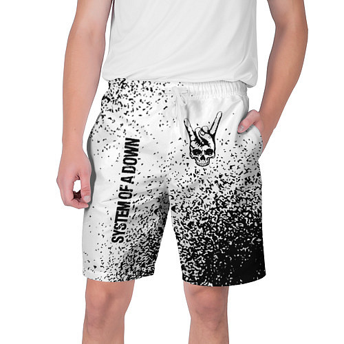 Мужские шорты System of a Down и рок символ на светлом фоне / 3D-принт – фото 1