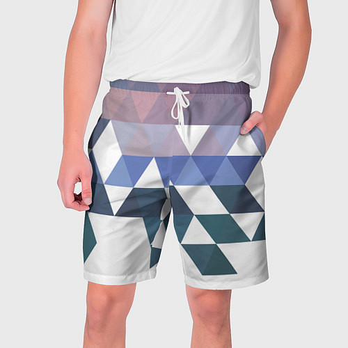Мужские шорты Абстрактные разноцветные треугольники в паттерне / 3D-принт – фото 1