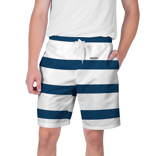 Мужские шорты Бело-синий полосатый узор / 3D-принт – фото 1