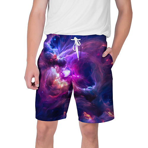Мужские шорты Небула в космосе в фиолетовых тонах - нейронная се / 3D-принт – фото 1