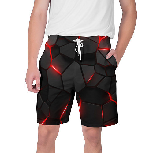 Мужские шорты Плиты с красной подсветкой / 3D-принт – фото 1