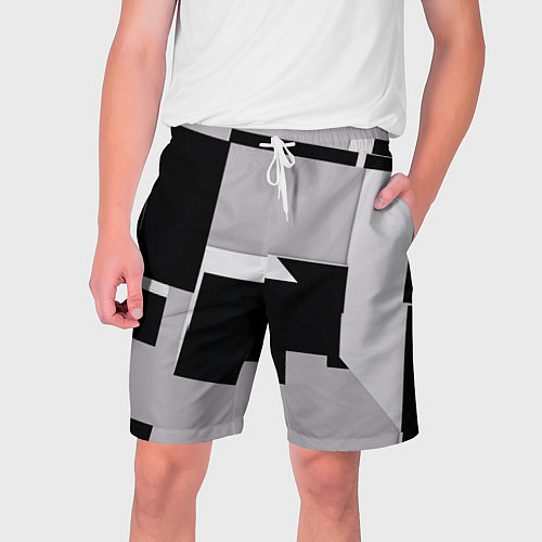 Мужские шорты Белые и чёрные кубы в геометрии / 3D-принт – фото 1