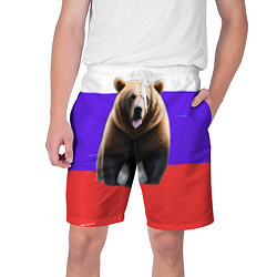 Шорты на шнурке мужские Медведь на флаге, цвет: 3D-принт