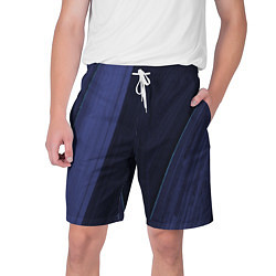 Шорты на шнурке мужские Синие и тёмные полосы, цвет: 3D-принт