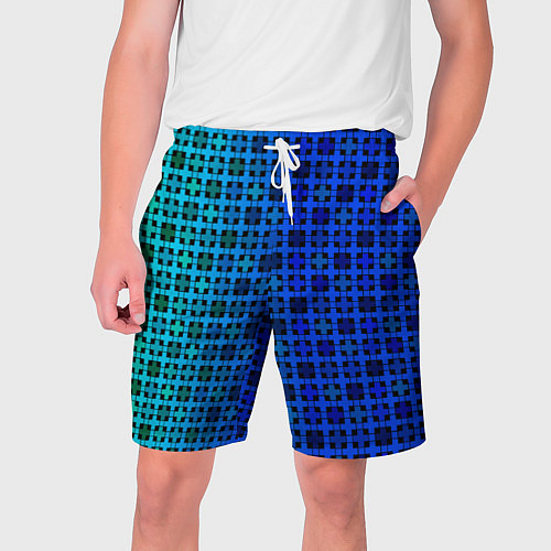 Мужские шорты Сине-зеленый геометрический узор / 3D-принт – фото 1