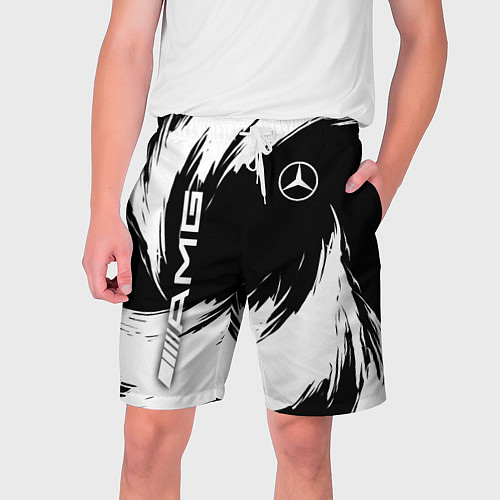 Мужские шорты Mercedes benz - white color / 3D-принт – фото 1