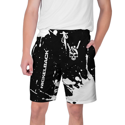 Мужские шорты Nickelback и рок символ на темном фоне / 3D-принт – фото 1
