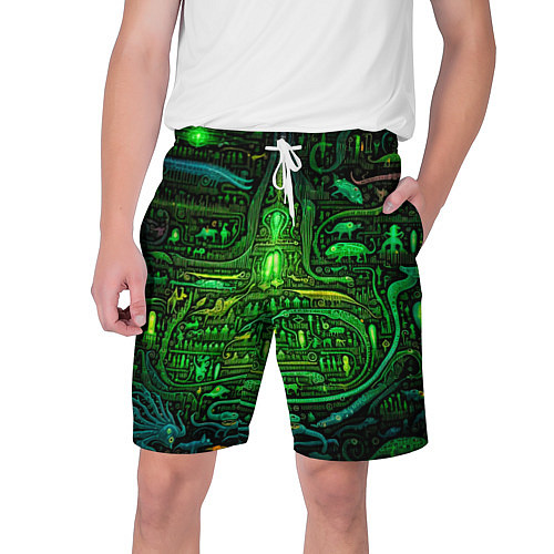 Мужские шорты Психоделика в зеленом - нейронная сеть / 3D-принт – фото 1