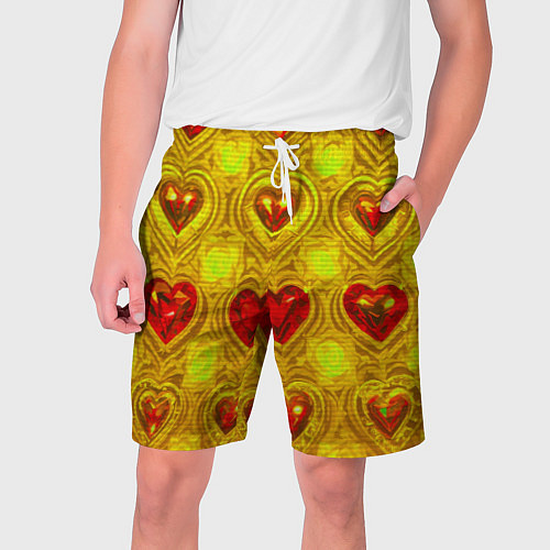 Мужские шорты Узор рубиновые сердца / 3D-принт – фото 1