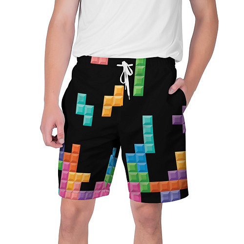 Мужские шорты Тетрис падающие блоки / 3D-принт – фото 1