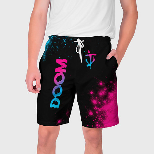 Мужские шорты Doom - neon gradient: надпись, символ / 3D-принт – фото 1