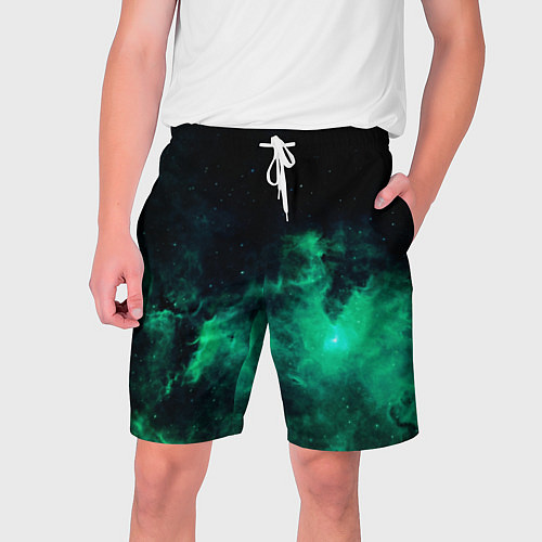 Мужские шорты Зелёная галактика Midjourney / 3D-принт – фото 1