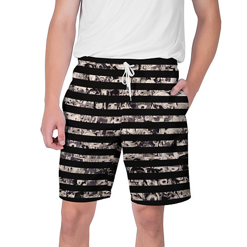 Мужские шорты В полоску с ахегао / 3D-принт – фото 1