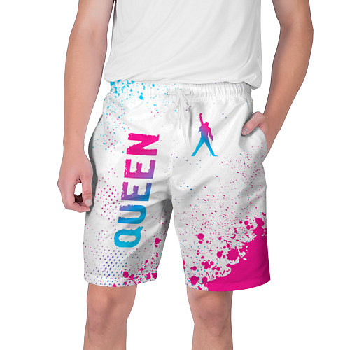Мужские шорты Queen neon gradient style: надпись, символ / 3D-принт – фото 1