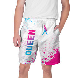 Мужские шорты Queen neon gradient style: надпись, символ