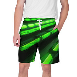 Шорты на шнурке мужские Green neon abstract, цвет: 3D-принт
