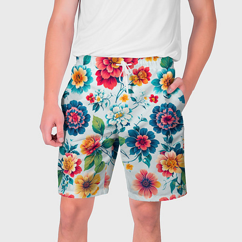 Мужские шорты Цветочный узор красивый / 3D-принт – фото 1