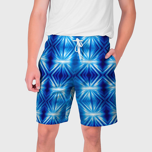 Мужские шорты Ярко-синий светящийся узор / 3D-принт – фото 1
