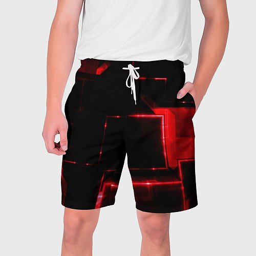 Мужские шорты Красная неоновая геометрия / 3D-принт – фото 1