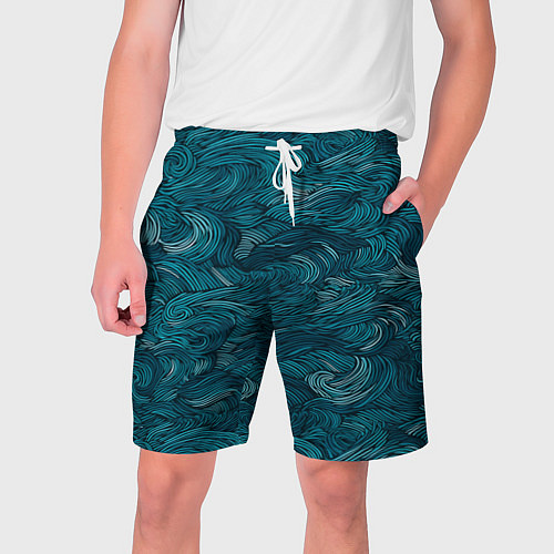 Мужские шорты Темные абстрактные волны / 3D-принт – фото 1