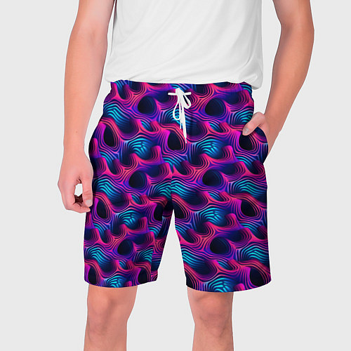 Мужские шорты Абстракция паттерн фиолетовые цвета / 3D-принт – фото 1